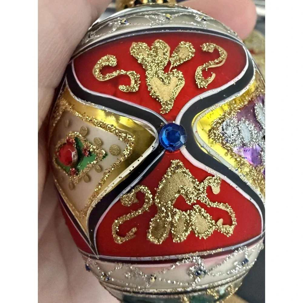 Dept 56 Christmas Ornament Blown Glass VTG Glitter Sequins Paint